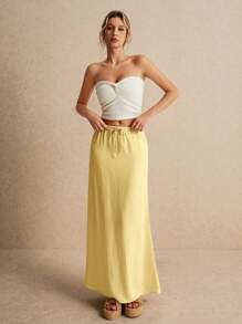 Poéselle Women's Skirt, Floor Length Maxi Skirt, Tie At Waist, Cute Skirt, Low Waist Skirt
