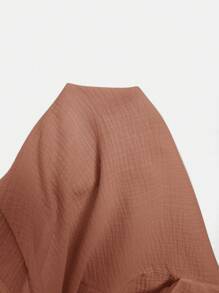 SHEIN VCAY 大码纯色抽绳夏季休闲度假短裤 - 西瓜粉 - 查看 7