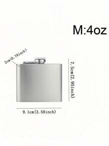 1pc Silver Stainless Steel Outdoor Camping Portable Hip Flask For Liquor