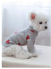 1 件适合小型/中型犬和猫的宠物运动衫，情人节装 - 灰色 - 查看 3