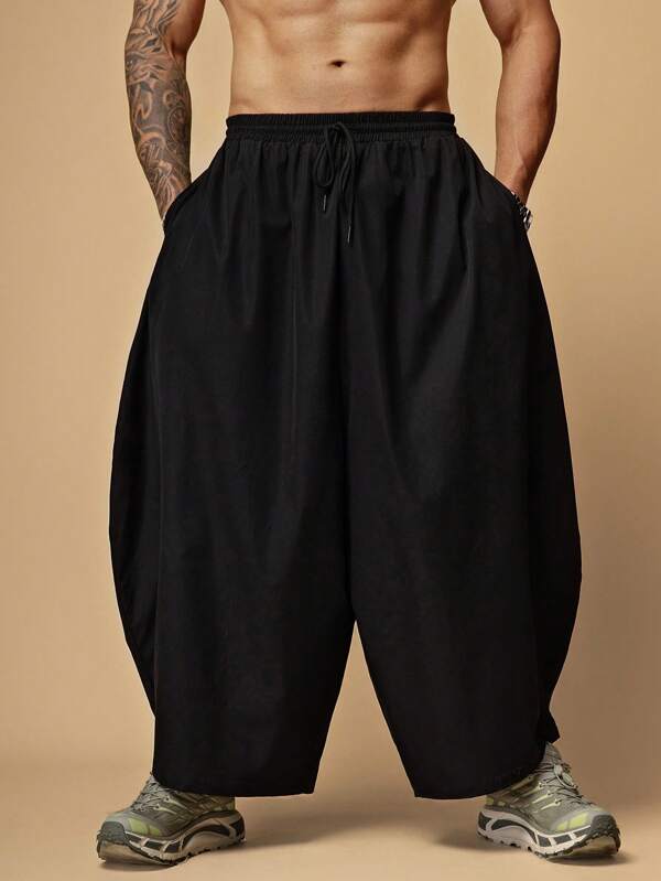 EASEVO Pantalones casuales holgados de tela con diseño personalizado y exagerado en talla grande para hombre