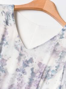 Rusticease 休闲印花 A 字形无袖圆领连衣裙，夏季优雅花卉印花荷叶边下摆优雅连衣裙 - 彩色 - 查看 4