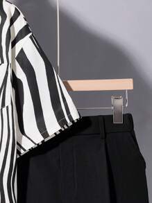 SHEIN Teen Boys' Striped Seabreeze Printed Short Sleeve Shirt & Cargo Shorts Set, Casual School/Vacation Outfit, Soft, Comfortable & Versatile - Black and White - View 8