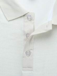 Manfinity CasualCool 男士撞色短袖Polo衫和裤子休闲通勤套装男士Polo衫男士短款服装Polo T恤男士夏季服装男士夏季服装 - 米色 - 查看 5