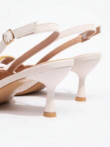 CUCCOO BIZCHIC Giày cao gót hở mũi Lolita nơ đỏ tía có quai mắt cá chân cho nữ - trắng - Xem 6