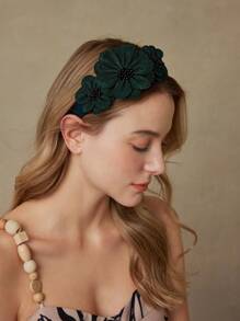 MOTF PREMIUM Diadema de ala ancha con diseño de flores, vincha de pelo versátil
