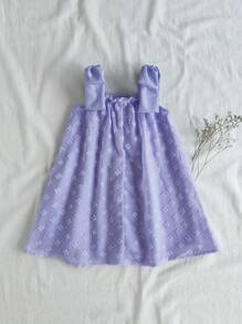 SHEIN 1 pieza Vestido bebé niña con decoración de lazo con recortes - Morado - Ver 2