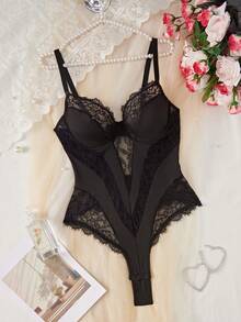 Plus Size Women's Sexy Lace Patchwork Spaghetti Strap Camisole Minimalist Casual Lingerie