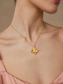 MOTF PREMIUM GOLD PLATED ASYMMETRICAL ZIRCONIA STONE NECKLACE