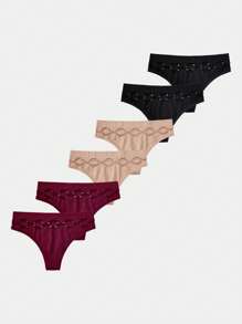 SHEIN Set de 6 tangas sin costuras para mujer, de moda para el verano