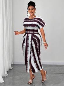 Maweii Abito midi elegante e casual estivo per donne taglie comode, con arricciatura anteriore e centrale e alta elasticità