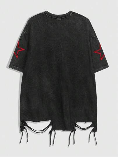 Grunge Punk Camiseta de manga corta holgada con estampado de diente de león, estilo gótico casual, Halloween, estilo de los 2000