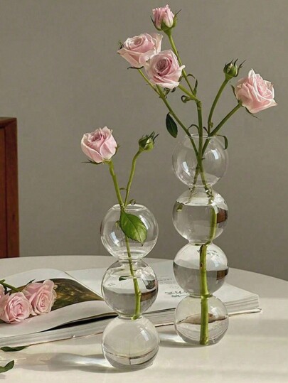 Korean Ins Style Bubble Glass Small Vase, Clear Hydroponic Plants, Tulip Floral Display, Living Room Decoration,Home Decor,Flower Vase,Centerpiece,Table Decor