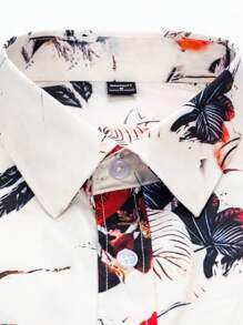 Manfinity RSRT Men's Summer Vacation Plant Print Button Front Short Sleeve Shirt - Multicolor - View 5