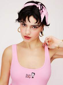 BETTY BOOP X LUVLETTE Conjunto de ropa de estar en casa con top de tirantes rosa básico y pantalones cortos con estampado de x LUVLETTE, pantalones con bolsillos, lencería, ropa interior nupcial - Rosa - Ver 4