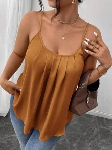 SHEIN Frenchy 大码休闲金色 A 字形吊带纯色夏季吊带背心