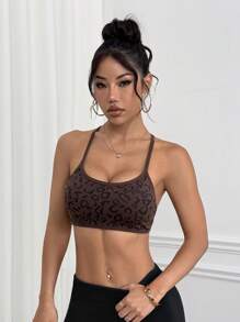 Easithlete 无缝全身印花工字背运动细肩带文胸