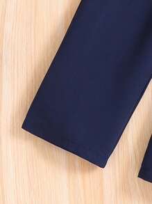 Girls Lapel Sleeveless Vest And Pants 2pcs Set, Elegant Lady & Gentleman Style, Spring/Summer Summer Holiday