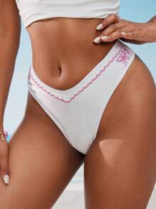 Swim Mod Women's Vacation Beach Embroidered Bikini Bottom For Summer - White - View 6