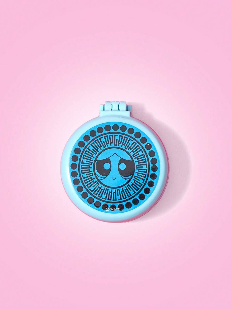 THE POWERPUFF GIRLS X SHEIN 2-In-1 Blossom, Bubbles, Buttercup Print Handheld Hair Brush And Mirror, Portable And Massaging Hair Styling Tool - Multicolor - View 1