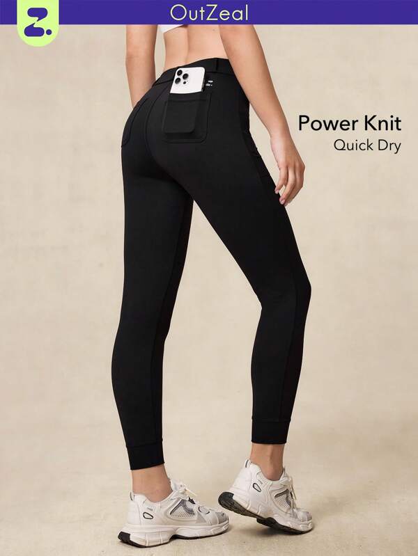 OutZeal Women Tight Fit High Waist Sweat Wicking Zip Pocket Pants Outdoor Legging Yoga Sports For Hiking