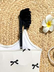 Costume da bagno intero per ragazze con stampa farfalla carina, con coprispalle estivo, per vacanze al mare/stampa casuale estate