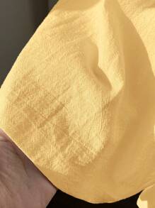 SHEIN EZwear 女士休闲黄色编织细肩带长裙，夏季 - 黃色 - 查看 6