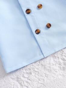 Souflis Souflis 2-Pc Baby Boy Navy Patchwork Lapel Short Sleeve Shirt & Shorts Set, Suitable For Summer, 6M-3Y Boys Toddler Outfit Sets Boy Baby Clothes Baby Boys Sets Boys Outfit Sets Boy Clothes For Kids Baby Boys Sets - Blue - View 6