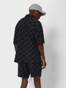 SUMWON Relaxed Fit Towelling Shirt And Short 2 Piece Set