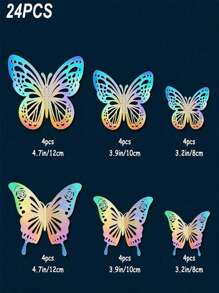 24pcs Laser-Cut 3D Butterfly Wall Decorations – 2 Styles & 3 Sizes, Removable Paper Butterflies For Nursery, Wedding, And Home Decor, Wall Decor, Home Decor, Wedding Decor, Nursery Decor, Wedding, Birthday School Decor School Surprise Dormitory Decor Back To School Room Decor School Supplies - Multicolor - View 3