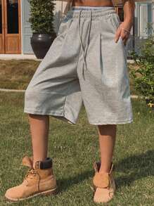 DAZY Women's Grey Loose Fit Casual Bermuda Shorts Y2k Streetwear - Grey - View 5