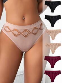 SHEIN Set de 6 tangas sin costuras para mujer, de moda para el verano