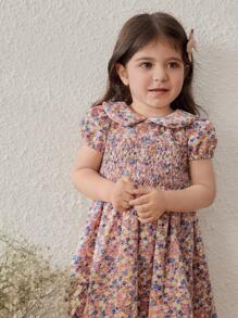 Blossori Vestido Floral Elegante Rosa para Bebê Menina, Primavera/Verão