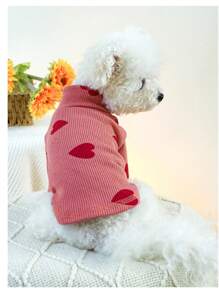 1pc Pet Sweatshirt For Small/Medium Dogs & Cats, Valentine's Day Outfit - Pink - View 2