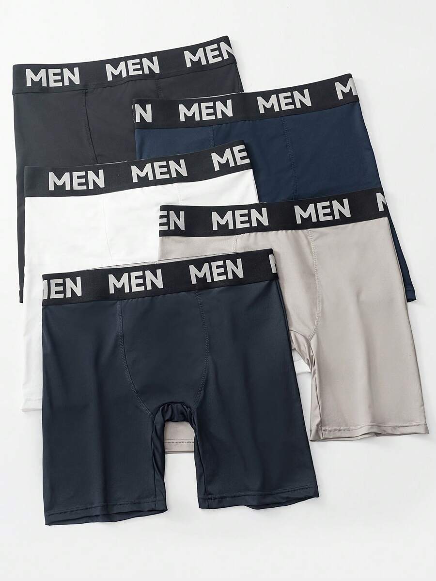 SHEIN 5pcs/Pack Men's Stylish Boxer Briefs, Suitable For Summer - Multicolor - View 1