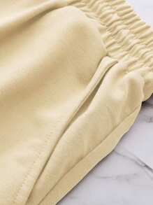 Manfinity EMRG 5-Pack Men's Letter Print Drawstring Waist Pocket Casual Shorts Shorts Men Pack,Men's Loose Letter Patch Design Drawstring Waist Shorts, Fashionable Casual Drawstring Shorts, Great Gift For Husband Or Boyfriend , Pack Of Shorts , Shorts Men Pack , Workout Shorts, Men Shorts Pack - Multicolor - View 5