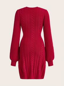 SHEIN MOD Aprikos Twist Sweater Klänning för kvinnor, Vinterklänning för kvinnor, Halloween Klänning för kvinnor, Hemkomstklänning, Brunchklänning för kvinnor, Elegant Klänning för kvinnor, Thanksgiving Klänning, Festklänningar för kvinnor - Röd - Visa 2