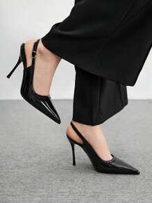 CUCCOO BIZCHIC Eleganckie, minimalistyczne, jednokolorowe buty damskie z odkrytymi plecami i wysokim obcasem