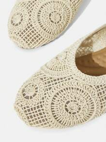Styleloop Dép xỏ ngón đế mềm dệt phong cách Bohemian màu be dành cho nữ, thường ngày, ngày lễ, đi biển, thoải mái và tiện lợi cho lễ hội âm nhạc, trang phục dự tiệc - Màu be - Xem 4