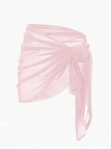 Swim Basics Women's Solid Color Mesh See-Through Sheer Cover Up, Fashionable For Summer