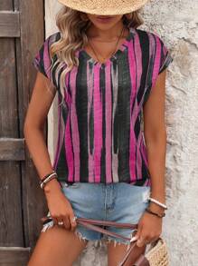 EMERY ROSE Áo thun nữ tay ngắn thời trang in họa tiết sọc nhiều màu - Nhiều màu - Xem 6