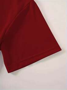 INAWLY Women's Wine Red Butterfly Print Short Sleeve T-Shirt - Burgundy - View 3