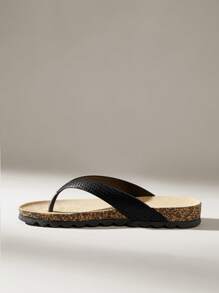 Solecia 时尚黑色人字凉鞋，厚底舒适，适合度假、居家、购物和休闲穿着