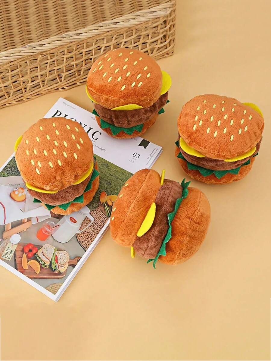 1 Stück Spaß Hamburger geformtes quietschendes Hundespielzeug Haustier Zubehör Hamburger bissfest Selbstunterhaltung Training Stimmbildung