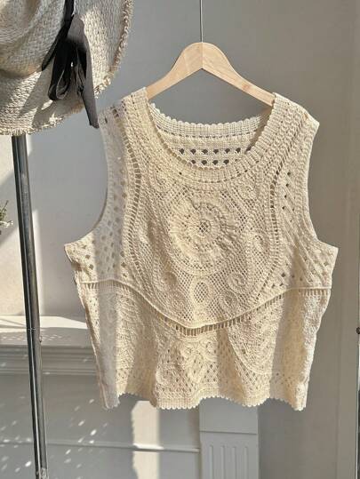 Comfortcana 大码纯色无袖圆领休闲简约时尚上衣，适合夏季