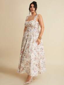 SHEIN BAE Women's Plus Size Clothing Wedding Dresses Bridesmaid Dresses Mini Dresses Party Dresses Date Dresses Holiday Dresses Plus Size Women's Summer Summer Vacation Date Travel Dress Valentine's Day Dress Small Floral Dress Picnic Dress Elegant Dress Summer Outfits For Women/Spring Clothes/Valentine Day Outfit/Carnival/Beach Vacation Outfits,Corset Dress - White - View 3
