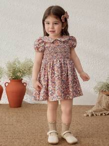 Blossori Vestido Floral Elegante Rosa para Bebê Menina, Primavera/Verão