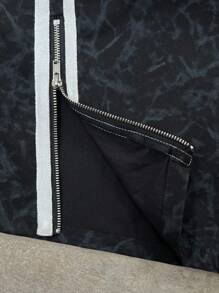 SHEIN Pantaloni cargo casual neri lavati in tessuto per ragazzi adolescenti, gamba dritta con zip, versatili per ogni stagione, stile college