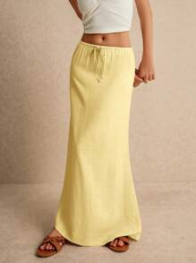Poéselle Women's Skirt, Floor Length Maxi Skirt, Tie At Waist, Cute Skirt, Low Waist Skirt