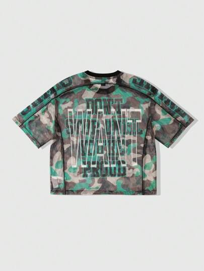 Prep T-shirt ample en maille à imprimé camouflage pour hommes